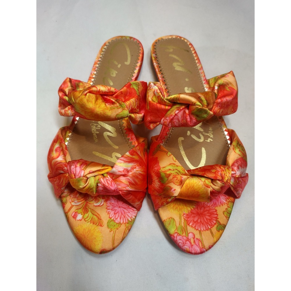 Circus NY Sam Edelman Marissa Floral Knotted Slide Sandals Apricot Haze 6.5 M